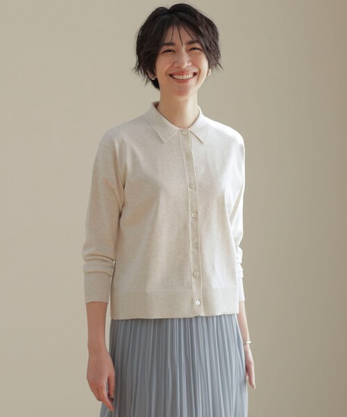 J.PRESS Ladies(J.プレス レディス)の「【洗える】ニットポロ カーディガン(ニット/セーター・レディース・アイボリー系/ベージュ系/ネイビー系・SMALL)」の1枚目の写真