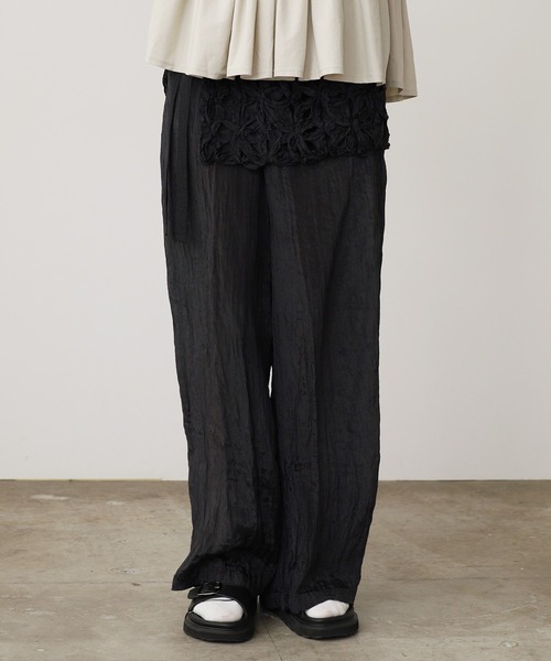 ADAWAS(アダワズ)の「ADAWAS/アダワス TAPE EMBROIDERY TWO-PIECE TROUSER SET 巻きスカート付きパンツ(その他パンツ・レディース・ピンク/ブラック/ナチュラル・ONE SIZE)」の2枚目の写真