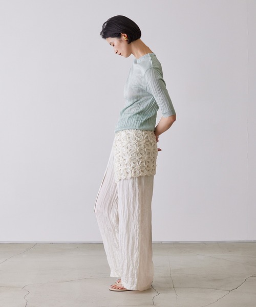 ADAWAS(アダワズ)の「ADAWAS/アダワス TAPE EMBROIDERY TWO-PIECE TROUSER SET 巻きスカート付きパンツ(その他パンツ・レディース・ピンク/ブラック/ナチュラル・ONE SIZE)」の7枚目の写真