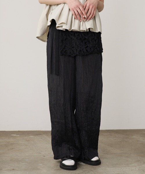 ADAWAS(アダワズ)の「ADAWAS/アダワス TAPE EMBROIDERY TWO-PIECE TROUSER SET 巻きスカート付きパンツ(その他パンツ・レディース・ピンク/ブラック/ナチュラル・ONE SIZE)」の9枚目の写真