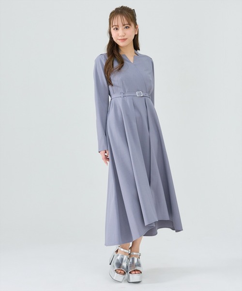 REDYAZEL(レディアゼル)の「シャドウラメストライプカシュクールワンピース(ワンピース・レディース・ミント/ネイビー/グレー・SMALL/MEDIUM)」の4枚目の写真
