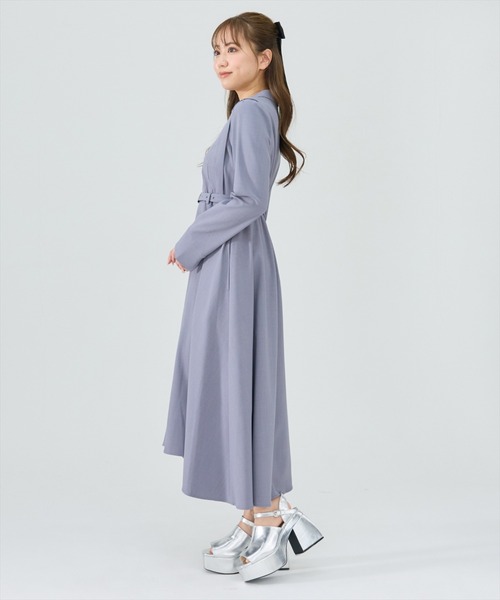 REDYAZEL(レディアゼル)の「シャドウラメストライプカシュクールワンピース(ワンピース・レディース・ミント/ネイビー/グレー・SMALL/MEDIUM)」の5枚目の写真