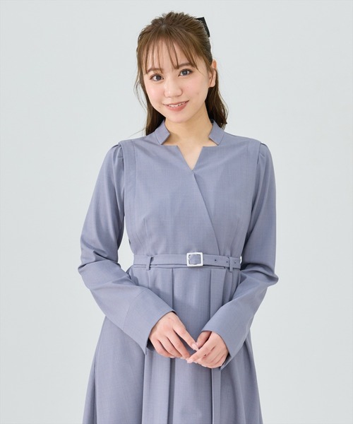 REDYAZEL(レディアゼル)の「シャドウラメストライプカシュクールワンピース(ワンピース・レディース・ミント/ネイビー/グレー・SMALL/MEDIUM)」の7枚目の写真