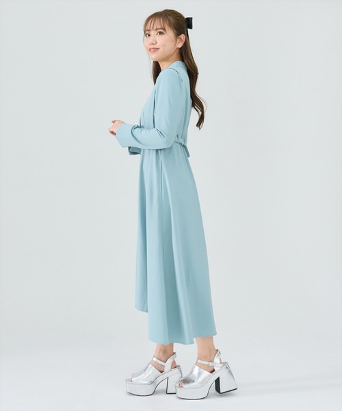 REDYAZEL(レディアゼル)の「シャドウラメストライプカシュクールワンピース(ワンピース・レディース・ミント/ネイビー/グレー・SMALL/MEDIUM)」の12枚目の写真