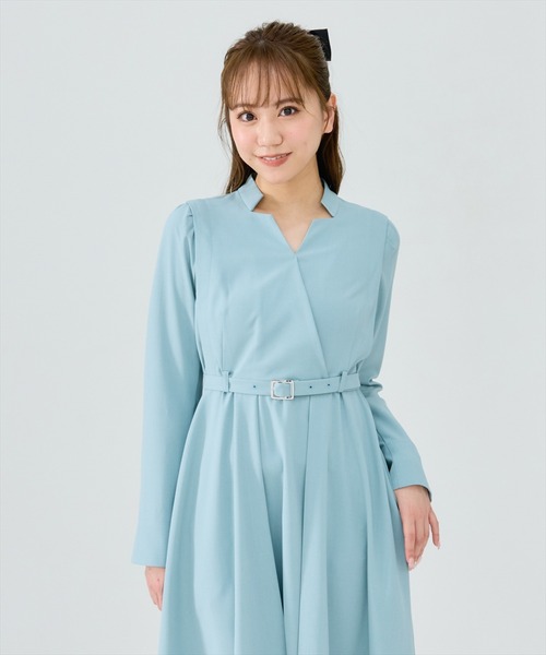 REDYAZEL(レディアゼル)の「シャドウラメストライプカシュクールワンピース(ワンピース・レディース・ミント/ネイビー/グレー・SMALL/MEDIUM)」の14枚目の写真