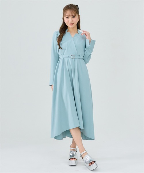 REDYAZEL(レディアゼル)の「シャドウラメストライプカシュクールワンピース(ワンピース・レディース・ミント/ネイビー/グレー・SMALL/MEDIUM)」の11枚目の写真