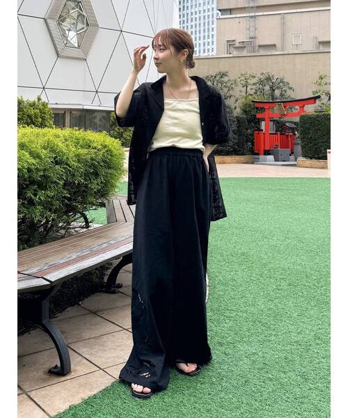 Ungrid パンツ カットワークデザインラフパンツ レディース