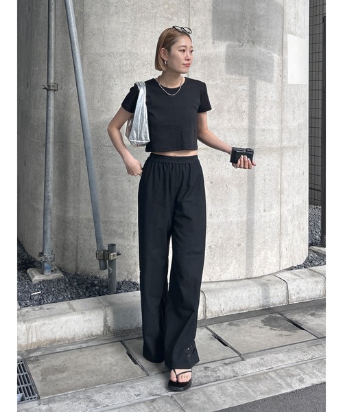 カットワークデザインラフパンツ　ブルー Ungrid パンツ カットワークデザインラフパンツ レディース