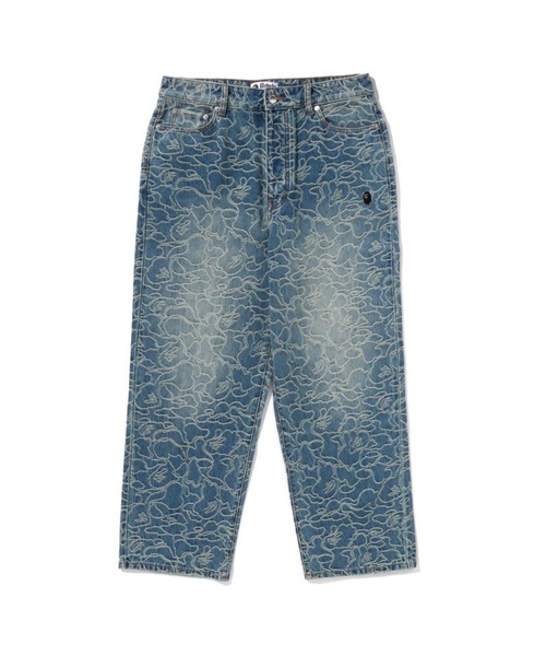 A BATHING APE（アベイシングエイプ）の「LINE CAMO JACQUARD ONE POINT RELAXED FIT 13OZ DENIM PANTS（デニムパンツ・メンズ・ライトインディゴブルー/グレー・LARGE/MEDIUM/SMALL/X-LARGE）」の2枚目の写真