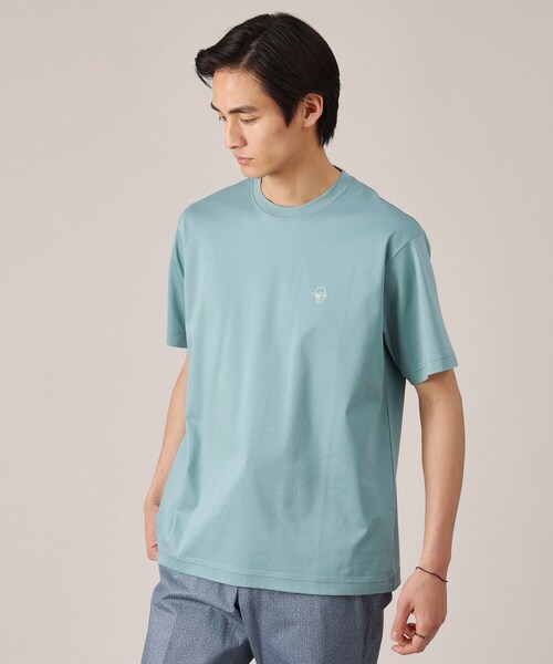 TAKEO KIKUCHI(タケオキクチ)の「ワンポイント カラー刺繍 Tシャツ(Tシャツ/カットソー・メンズ・ダークグリーン/ブルー/ホワイト/サンドベージュ・01/02/03/04/05)」の4枚目の写真