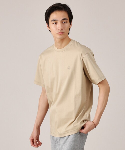 TAKEO KIKUCHI(タケオキクチ)の「ワンポイント カラー刺繍 Tシャツ(Tシャツ/カットソー・メンズ・ダークグリーン/ブルー/ホワイト/サンドベージュ・01/02/03/04/05)」の3枚目の写真