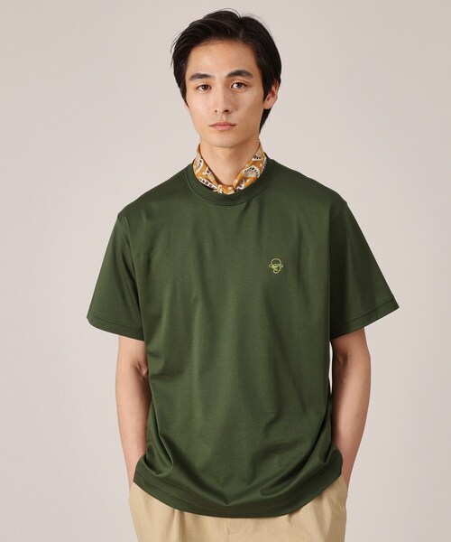 TAKEO KIKUCHI(タケオキクチ)の「ワンポイント カラー刺繍 Tシャツ(Tシャツ/カットソー・メンズ・ダークグリーン/ブルー/ホワイト/サンドベージュ・01/02/03/04/05)」の1枚目の写真