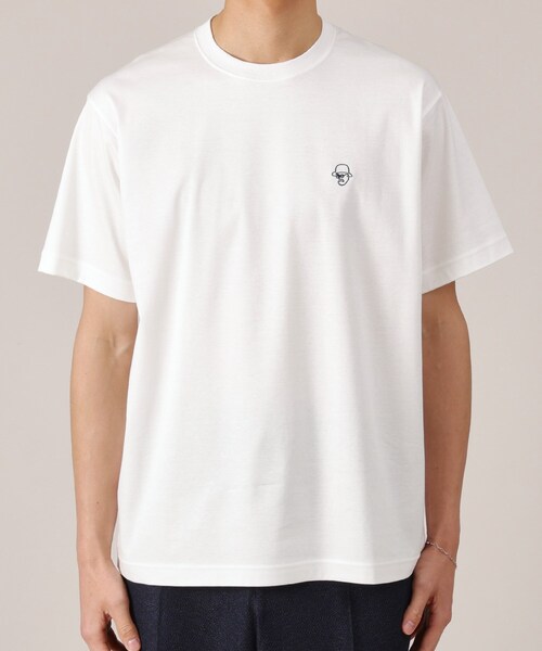 TAKEO KIKUCHI(タケオキクチ)の「ワンポイント カラー刺繍 Tシャツ(Tシャツ/カットソー・メンズ・ダークグリーン/ブルー/ホワイト/サンドベージュ・01/02/03/04/05)」の6枚目の写真