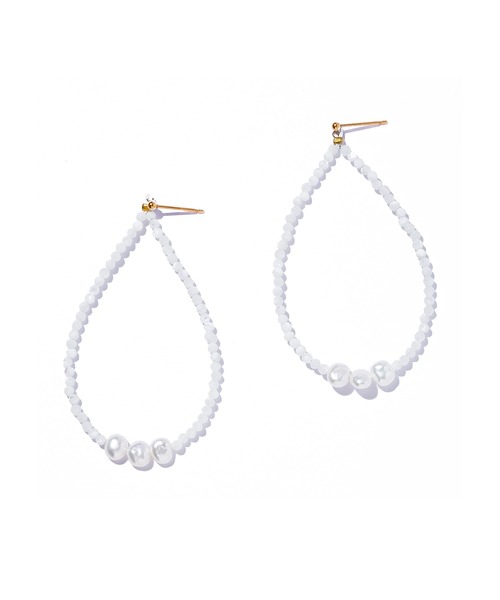 les bonbon（ルボンボン）の「【les bon bon】reflect oval pierce/リフレクト オーバル ピアス BOB642（ピアス（両耳用）・レディース・ホワイト・FREE）」の3枚目の写真