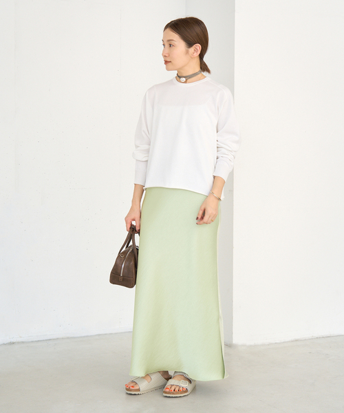 IENA(イエナ)の「《追加11》ダブルサテンスカート(スカート・レディース・ブラック/ホワイト系その他/グリーン・34/36/38/40)」の10枚目の写真