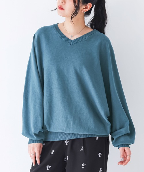 n'OrLABEL(ノアールレーベル)の「【UVカット・抗菌防臭・抗ピル・マシンウォッシャブル】Vネックドルマンニットプルオーバー(ニット/セーター・レディース・グレー/ブラック/ブルーグリーン/ライトベージュ・2/1)」の4枚目の写真