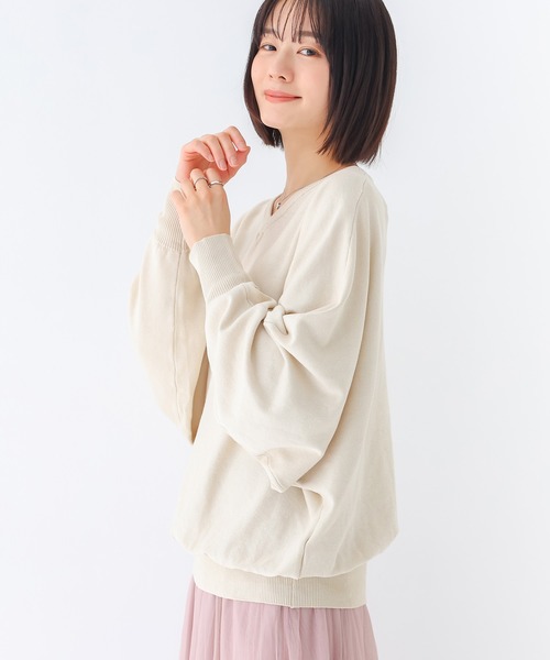 n'OrLABEL(ノアールレーベル)の「【UVカット・抗菌防臭・抗ピル・マシンウォッシャブル】Vネックドルマンニットプルオーバー(ニット/セーター・レディース・グレー/ブラック/ブルーグリーン/ライトベージュ・2/1)」の12枚目の写真