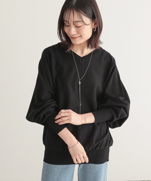 n'OrLABEL(ノアールレーベル)の「【UVカット・抗菌防臭・抗ピル・マシンウォッシャブル】Vネックドルマンニットプルオーバー(ニット/セーター・レディース・グレー/ブラック/ブルーグリーン/ライトベージュ・2/1)」の9枚目の写真