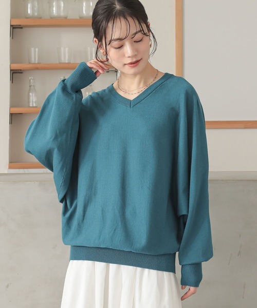 n'OrLABEL(ノアールレーベル)の「【UVカット・抗菌防臭・抗ピル・マシンウォッシャブル】Vネックドルマンニットプルオーバー(ニット/セーター・レディース・グレー/ブラック/ブルーグリーン/ライトベージュ・2/1)」の20枚目の写真