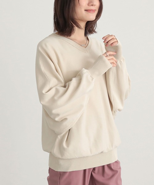 n'OrLABEL(ノアールレーベル)の「【UVカット・抗菌防臭・抗ピル・マシンウォッシャブル】Vネックドルマンニットプルオーバー(ニット/セーター・レディース・グレー/ブラック/ブルーグリーン/ライトベージュ・2/1)」の16枚目の写真