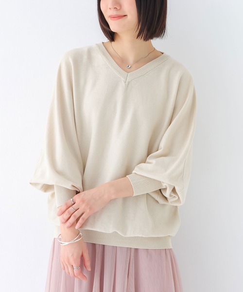 n'OrLABEL(ノアールレーベル)の「【UVカット・抗菌防臭・抗ピル・マシンウォッシャブル】Vネックドルマンニットプルオーバー(ニット/セーター・レディース・グレー/ブラック/ブルーグリーン/ライトベージュ・2/1)」の11枚目の写真