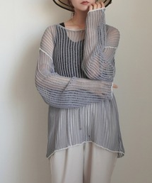 透かし編みメッシュリンキングシアーニット