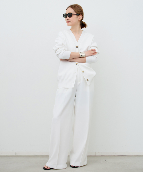 Deuxieme Classeホワイトパンツ36サイズ　新品 セール】Blanc タック ワイドパンツ（スラックス）｜Deuxieme