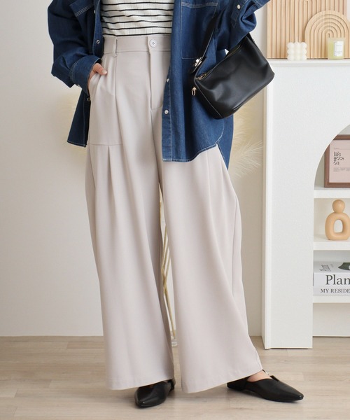 EGLANTINE（エグランティーヌ）の「EGLANTINE タック入りダンボールパンツ（その他パンツ・レディース・サンドベージュ/ブラック/キャメル・40）」の18枚目の写真