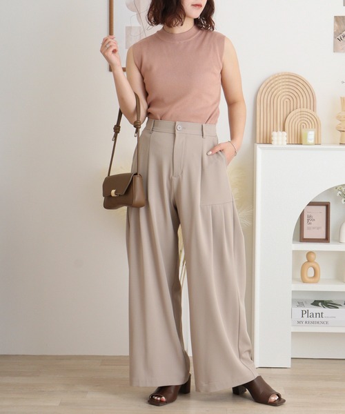 EGLANTINE（エグランティーヌ）の「EGLANTINE タック入りダンボールパンツ（その他パンツ・レディース・サンドベージュ/ブラック/キャメル・40）」の13枚目の写真