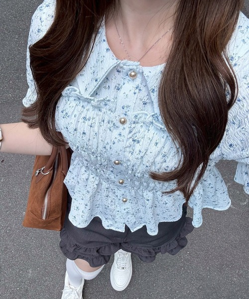 Another Branch olive des olive(アナザーブランチオリーブデオリーブ)の「【シリーズ累計1万枚売れ/レビュー高評価】シャーリング衿付BL(シャツ/ブラウス・レディース・オフホワイト/ブラック/グリーン/その他11/イエロー/アイボリー/その他/オレンジ/ブラウン/ブルー系その他・FREE)」の10枚目の写真