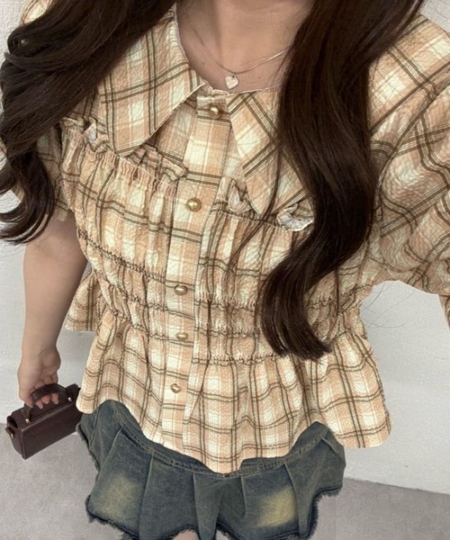 Another Branch olive des olive(アナザーブランチオリーブデオリーブ)の「【シリーズ累計1万枚売れ/レビュー高評価】シャーリング衿付BL(シャツ/ブラウス・レディース・オフホワイト/ブラック/グリーン/その他11/イエロー/アイボリー/その他/オレンジ/ブラウン/ブルー系その他・FREE)」の9枚目の写真