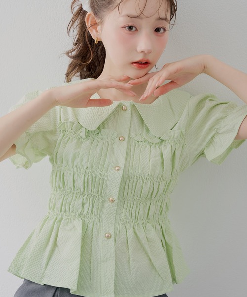 Another Branch olive des olive(アナザーブランチオリーブデオリーブ)の「【シリーズ累計1万枚売れ/レビュー高評価】シャーリング衿付BL(シャツ/ブラウス・レディース・オフホワイト/ブラック/グリーン/その他11/イエロー/アイボリー/その他/オレンジ/ブラウン/ブルー系その他・FREE)」の21枚目の写真