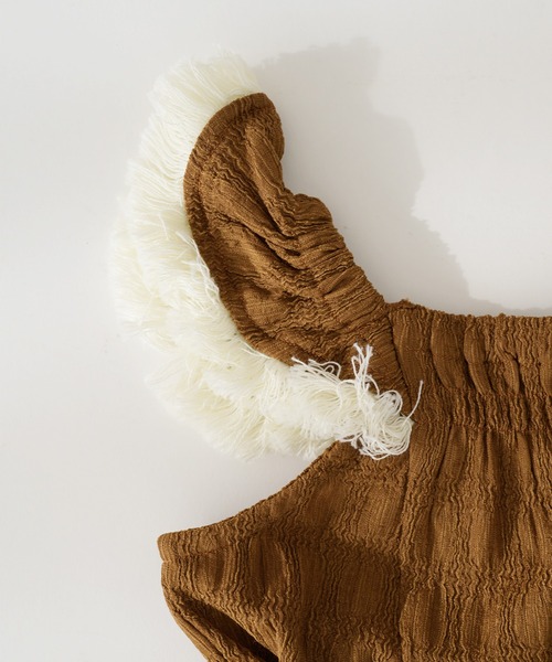 pairmanon(ペアマノン)の「シボ素材 フリンジフリル ワンピース(ワンピース・キッズ・ブラウン/ブルー/ピンク系その他・140/90/150/120/110/100/130)」の7枚目の写真