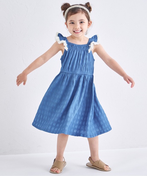 pairmanon(ペアマノン)の「シボ素材 フリンジフリル ワンピース(ワンピース・キッズ・ブラウン/ブルー/ピンク系その他・140/90/150/120/110/100/130)」の11枚目の写真