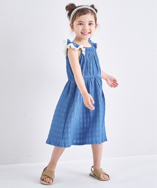 pairmanon(ペアマノン)の「シボ素材 フリンジフリル ワンピース(ワンピース・キッズ・ブラウン/ブルー/ピンク系その他・140/90/150/120/110/100/130)」の12枚目の写真