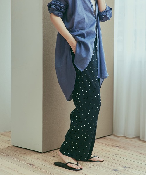 新品タグ付◆ BLACK DOORS リネンレーヨンドットイージーパンツ URBAN RESEARCH DOORS パンツ リネンドットイージーパンツ