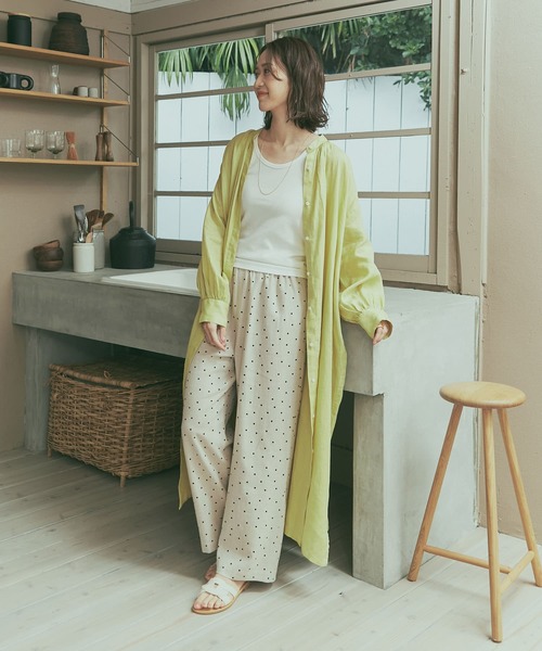URBAN RESEARCH DOORS パンツ リネンレーヨンドットイージー