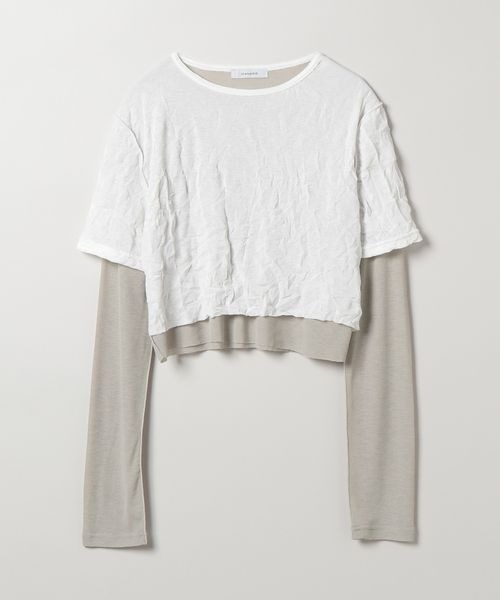 JEANASIS(ジーナシス)の「ワッシャーレイヤードLS TEE/414167(Tシャツ/カットソー・レディース・ホワイト系その他/グレー系その他/ベージュ系その他・FREE)」の1枚目の写真
