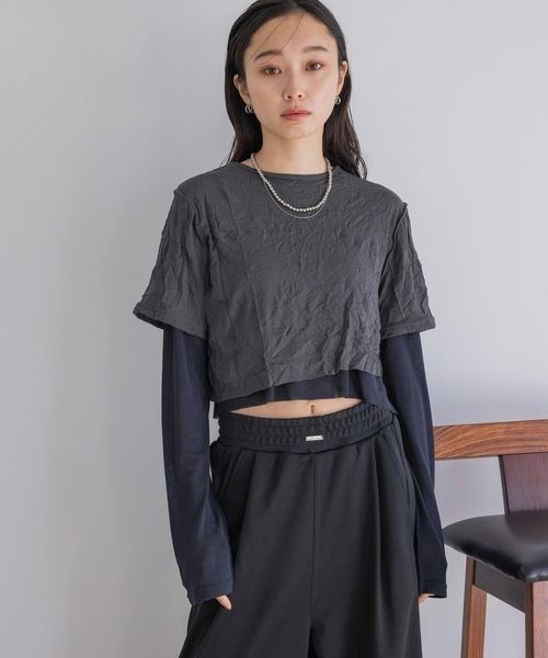 JEANASIS(ジーナシス)の「ワッシャーレイヤードLS TEE/414167(Tシャツ/カットソー・レディース・ホワイト系その他/グレー系その他/ベージュ系その他・FREE)」の2枚目の写真