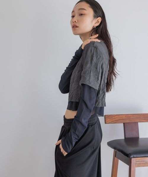 JEANASIS(ジーナシス)の「ワッシャーレイヤードLS TEE/414167(Tシャツ/カットソー・レディース・ホワイト系その他/グレー系その他/ベージュ系その他・FREE)」の7枚目の写真