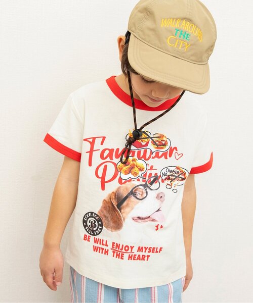 BREEZE(ブリーズ)の「【リンク/ジュニア対応】wonderful リンガーDOGカレッジ半袖Tシャツ(Tシャツ/カットソー・キッズ・グレー/アイボリー/ベビーピンク・140/130/120/110/100/90/80)」の1枚目の写真