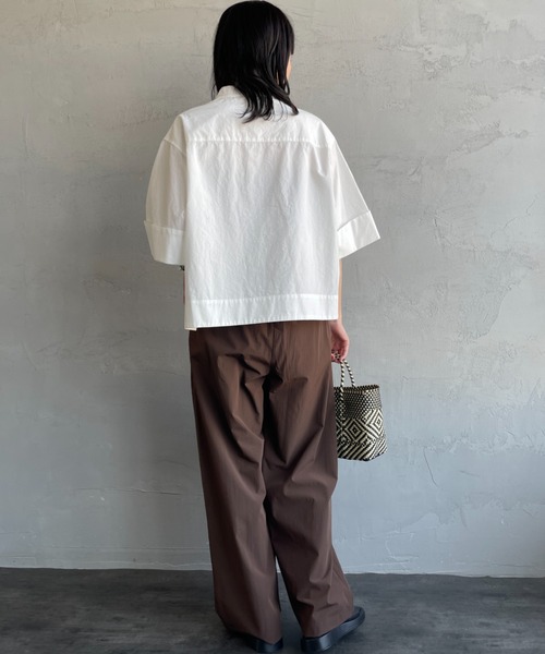 GYMPHLEX（ジムフレックス）の「[GYMPHLEX/ジムフレックス] スタンドカラー ショートスリーブシャツ（シャツ/ブラウス・レディース・ホワイト/ベージュ・14）」の19枚目の写真