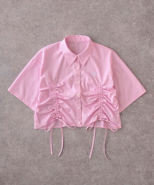 ワンポイント刺繍シャーリングストライプ半袖シャツ MONO-MART│MONO