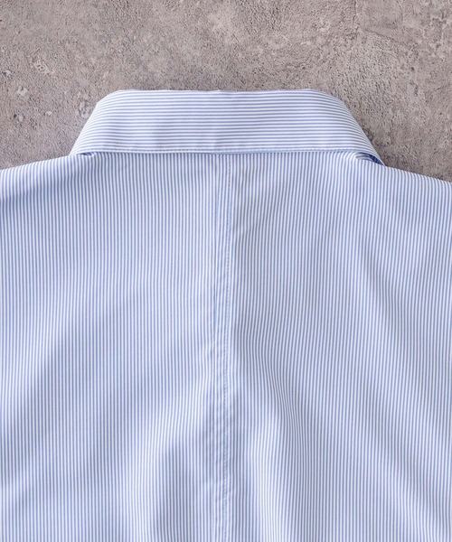 MONO-MART（モノマート）の「ワンポイント刺繍シャーリングストライプ半袖シャツ（シャツ/ブラウス・レディース・イエロー/ホワイト/ピンク/サックスブルー/ブラック・FREE）」の14枚目の写真