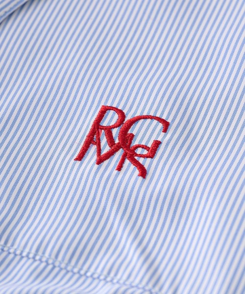 MONO-MART（モノマート）の「ワンポイント刺繍シャーリングストライプ半袖シャツ（シャツ/ブラウス・レディース・イエロー/ホワイト/ピンク/サックスブルー/ブラック・FREE）」の16枚目の写真