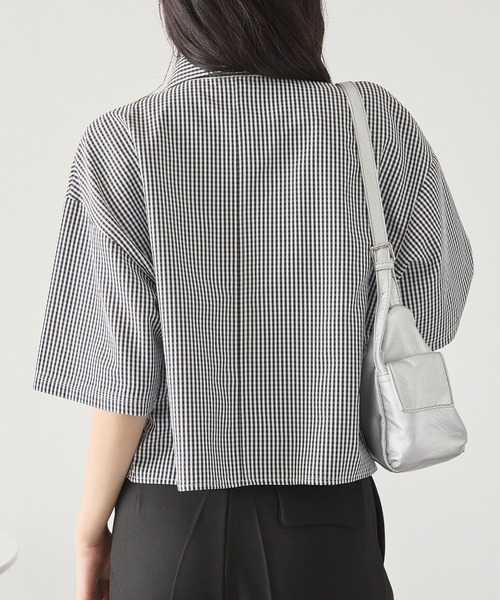 美品✨️Schott ネイビーストライプ 半袖シャツ ワンポイント刺繍 M ワンポイントベア刺繍OXBDストライプ半袖シャツ