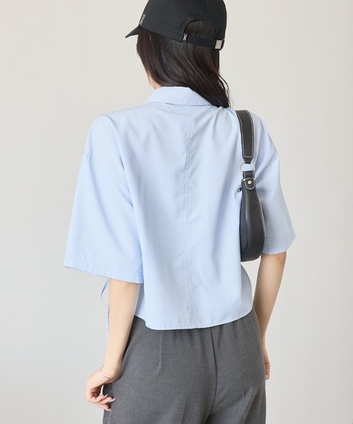 美品✨️Schott ネイビーストライプ 半袖シャツ ワンポイント刺繍 M Schott N.Y.C シャツ Schott/ショット/HV SHIRT ”DOT AND STRIPE