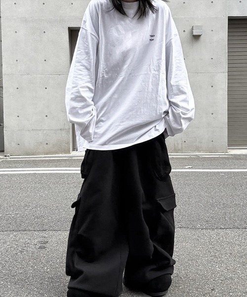 YACA（ヤーカ）の「mini logo big L/S t-shirt/ミニロゴビッグロングスリーブTシャツ【unisex item】（Tシャツ/カットソー・レディース・ホワイト/ブラック・FREE）」の10枚目の写真