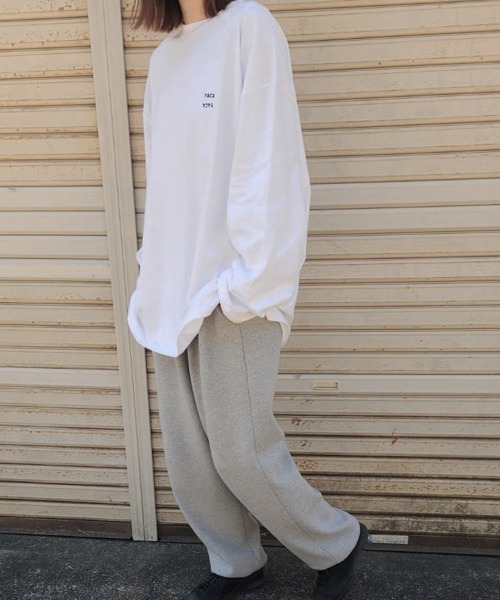 YACA（ヤーカ）の「mini logo big L/S t-shirt/ミニロゴビッグロングスリーブTシャツ【unisex item】（Tシャツ/カットソー・レディース・ホワイト/ブラック・FREE）」の5枚目の写真