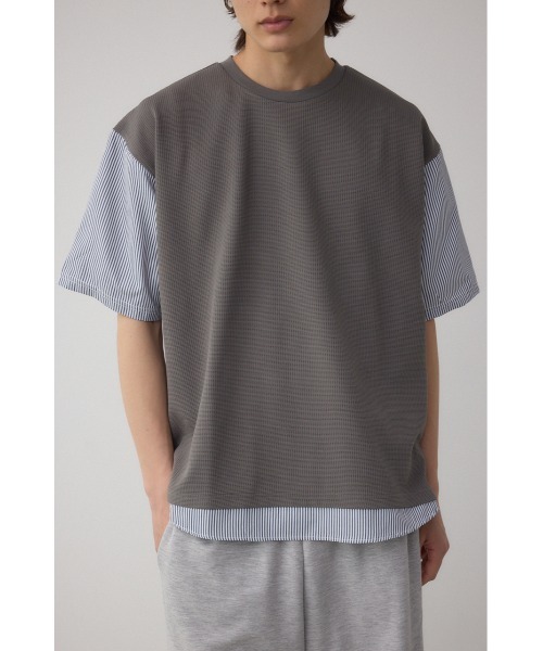 AZUL by moussy(アズールバイマウジー)の「シャツスウィッチングプルオーバー(Tシャツ/カットソー・メンズ・ブラック系その他/グレー系その他/ベージュ系その他・MEDIUM/LARGE)」の3枚目の写真